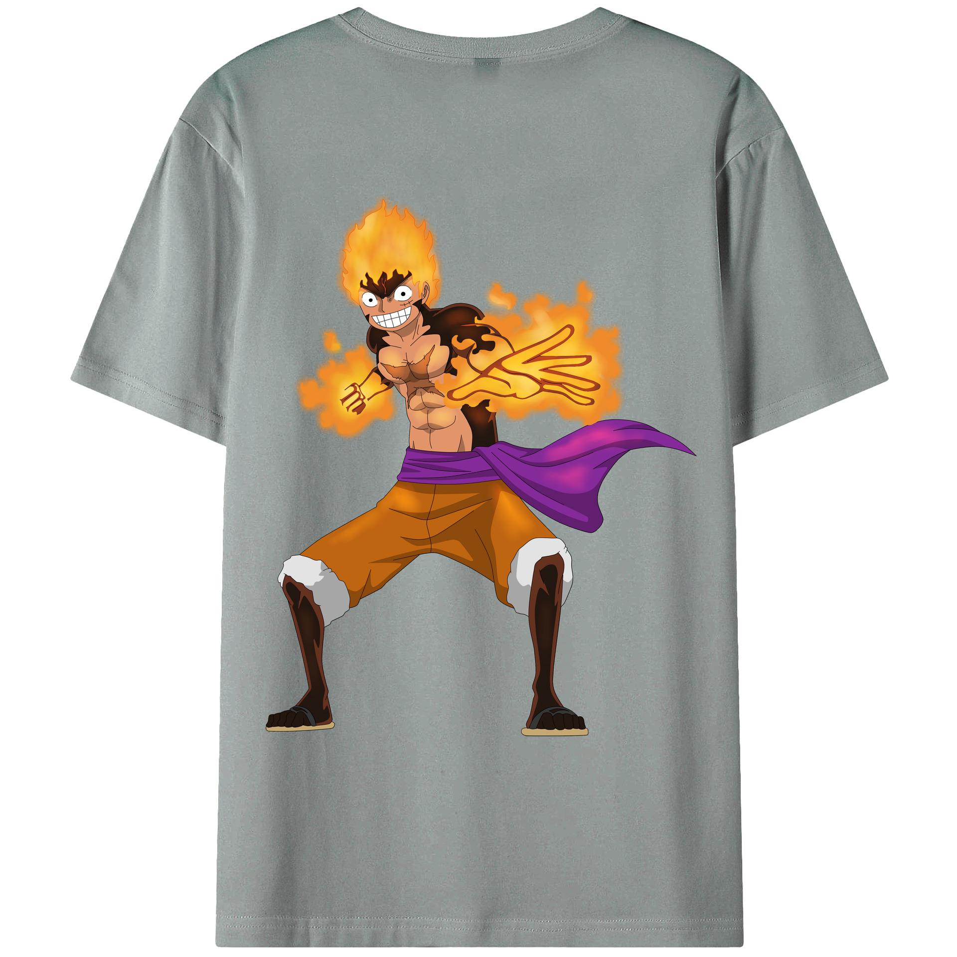 ワンピース モンキー・D・ルフィ ONE PIECE Monkey D. Luffy 綿100％ メンズ半袖Tシャツ（バックプリント） 通気性